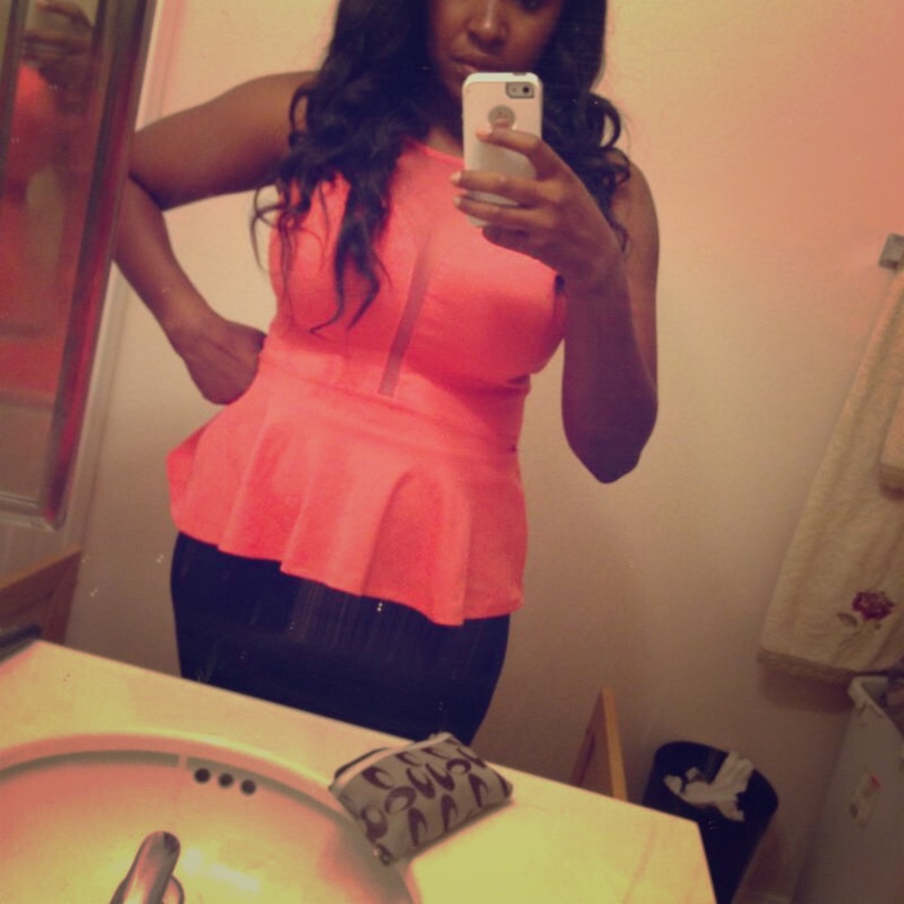 Coral Peplum Blouse
